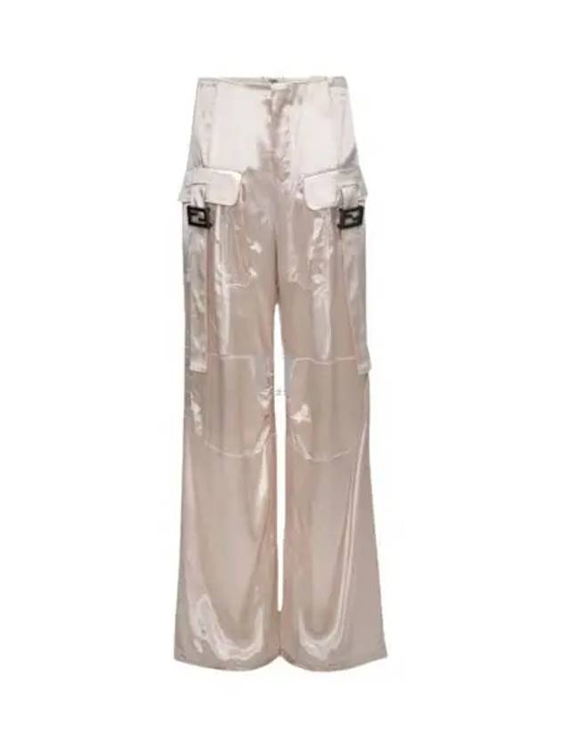 Women's Viscose Shiny Cargo Straight Pants Beige - FENDI - BALAAN 2