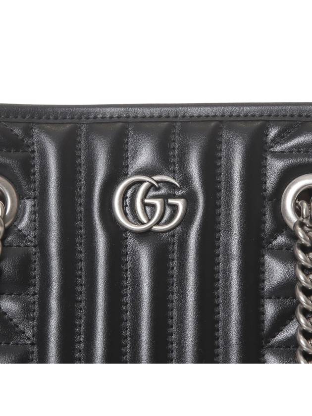 Silver engraved GG Marmont small leather tote bag black - GUCCI - BALAAN 5