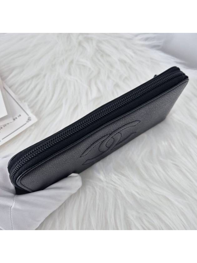 Caviar zipper long wallet black - CHANEL - BALAAN 6