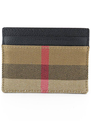 Card Wallet 80731411 Black Leather Fabric Sandon Men Women - BURBERRY - BALAAN 1