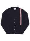 RWB Striped Intarsia Cotton Cardigan Navy - THOM BROWNE - BALAAN 6