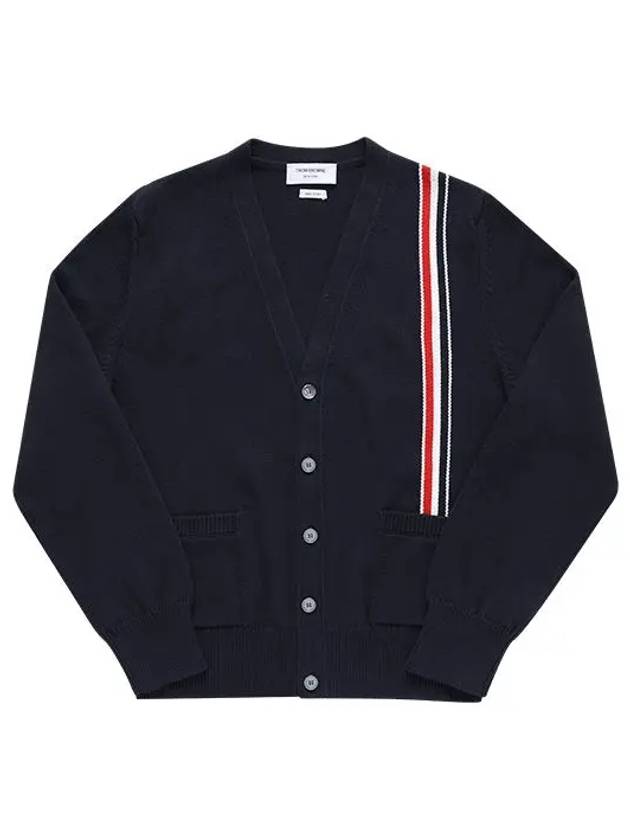 RWB Striped Intarsia Cotton Cardigan Navy - THOM BROWNE - BALAAN 5