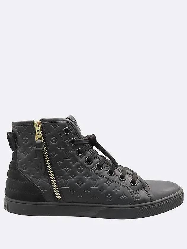 Black monogram pattern women s high top sneakers - LOUIS VUITTON - BALAAN 3