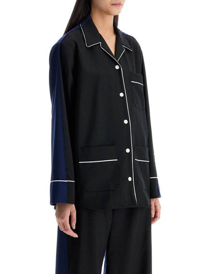 black wool shirt with white stitching - MARNI - BALAAN 2