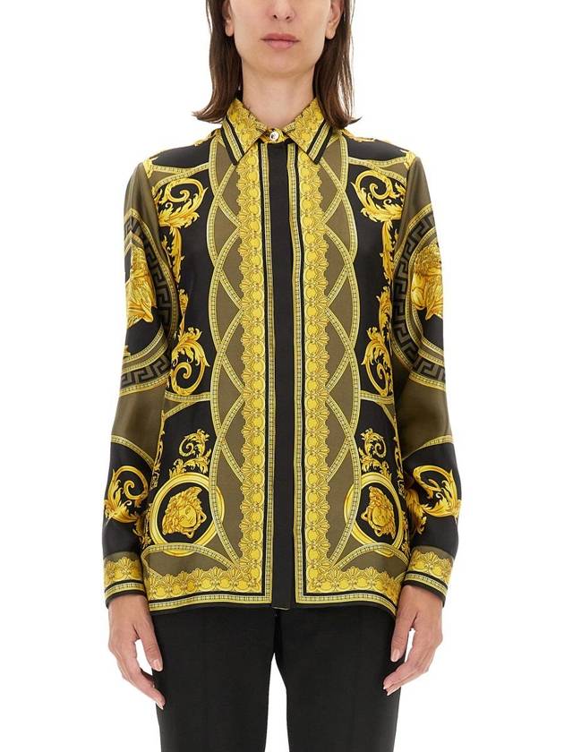 Shirt 10013601A11528 5BC60 BLACK DARK OLIVE GOLD - VERSACE - BALAAN 2