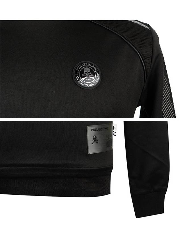 Logo Patch Crew Neck Sweatshirt Black - PHILIPP PLEIN - BALAAN 6