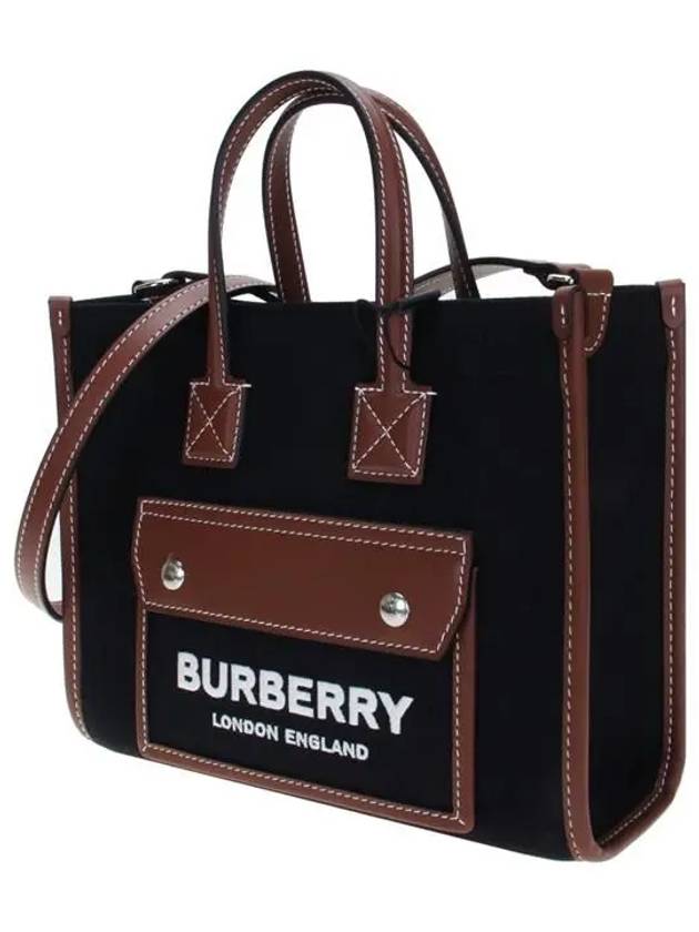 Logo Mini Canvas Leather Tote Bag Black - BURBERRY - BALAAN 3