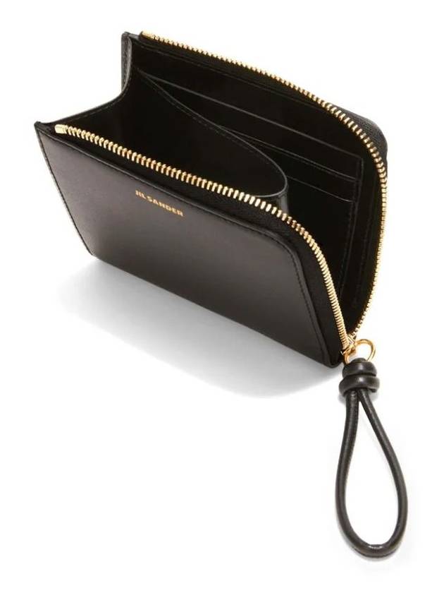 Logo Leather Card Wallet Black - JIL SANDER - BALAAN 4