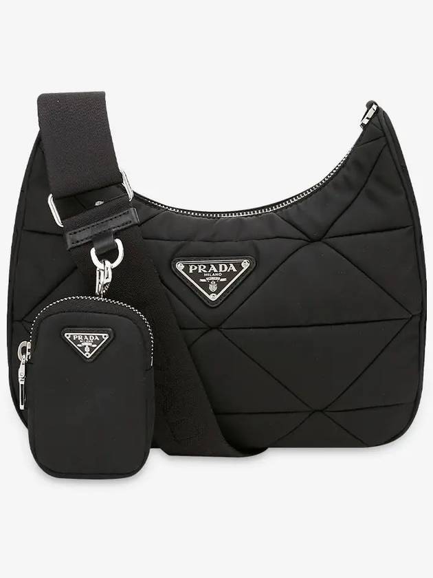 Triangle Logo Re-nylon Paddde Hobo Cross Bag Black - PRADA - BALAAN 3