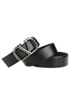 V Logo Signature Leather Belt Black - VALENTINO - BALAAN 4