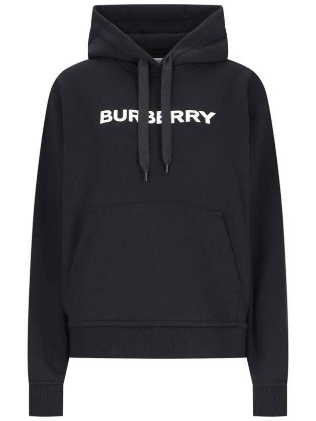 Logo Print Drawstring Hoodie Black - BURBERRY - BALAAN 2