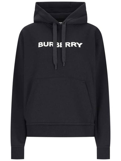 Logo Print Drawstring Hoodie Black - BURBERRY - BALAAN 2