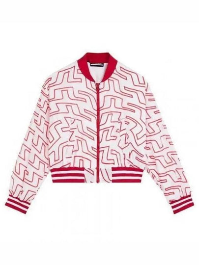 Women's Audrey Monogram Print Golf Crop Bomber Jacket Red - J.LINDEBERG - BALAAN 2