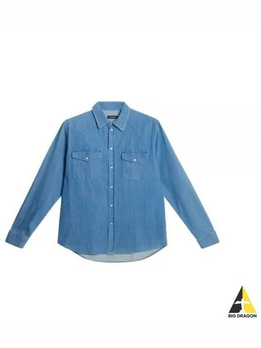 CARSON LS DENIM SHIRT FMST10253 O206 Men's CARSON long sleeve denim shirt - J.LINDEBERG - BALAAN 1