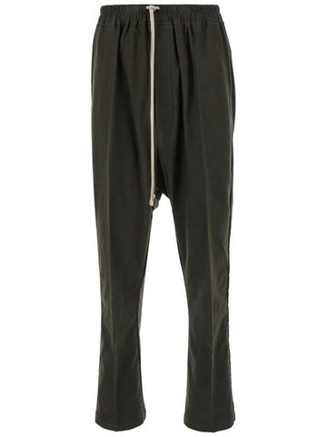 Green Drop-Crotched Pants With Drawstring In Cotton Man - RICK OWENS - BALAAN 1