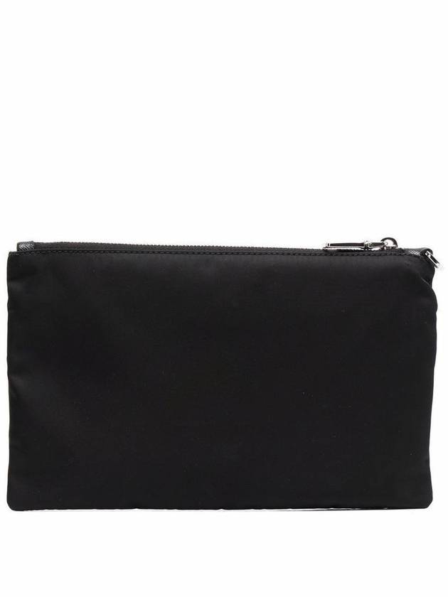 Saffiano Leather Strap Nylon Clutch Bag Black - PRADA - BALAAN 3