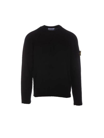 Crew Neck Wool Knit Top Black - STONE ISLAND - BALAAN 2