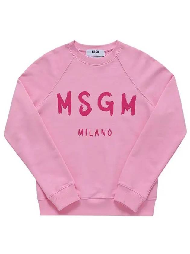 Brushed Logo Cotton Sweatshirt Pink - MSGM - BALAAN 3