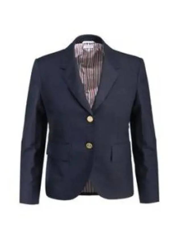 Women's Twill Slim Fit Single Breasted Wool Jacket Navy - THOM BROWNE - BALAAN 2