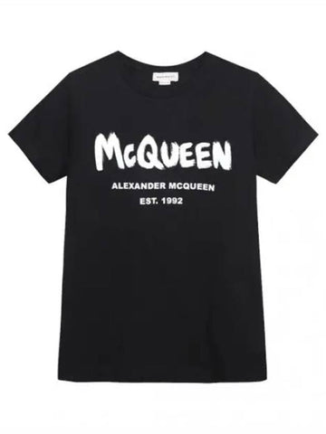 Graffiti Logo T Shirt Women s Short Sleeve Tee - ALEXANDER MCQUEEN - BALAAN 1