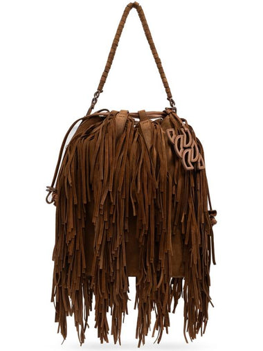 Casadei Suede Bucket Bag With Fringes, Women's, Brown - CASADEI - BALAAN 1