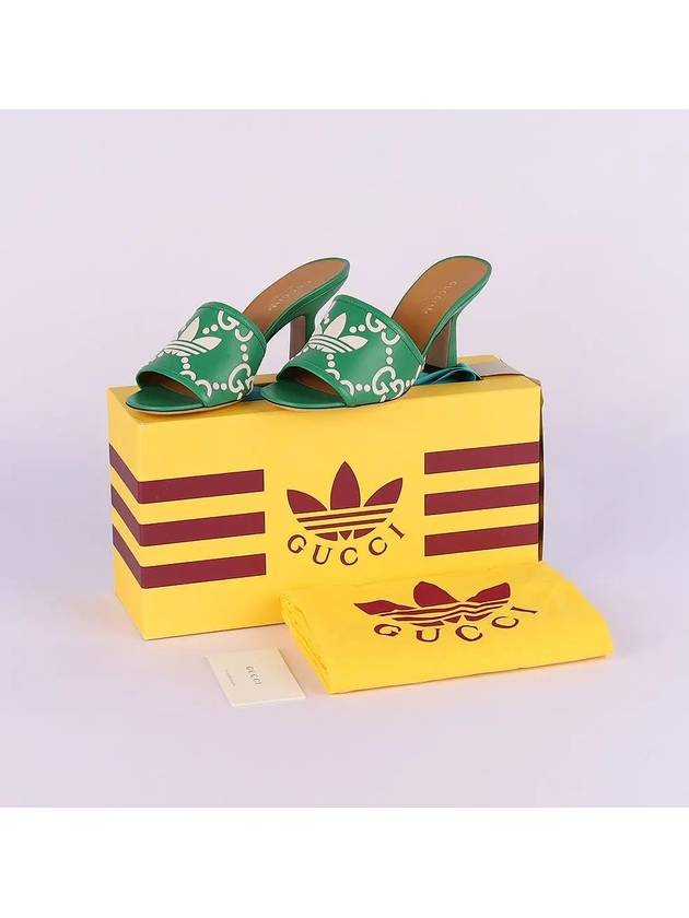 GG Logo Trefoil Leather Mule Heel Green - GUCCI - BALAAN 7