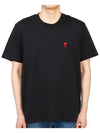 Small Heart Logo Short Sleeve T-Shirt Black - AMI - BALAAN 2