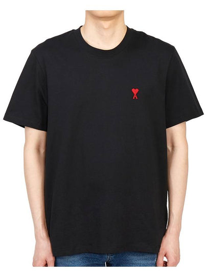 Small Heart Logo Short Sleeve T-Shirt Black - AMI - BALAAN 2