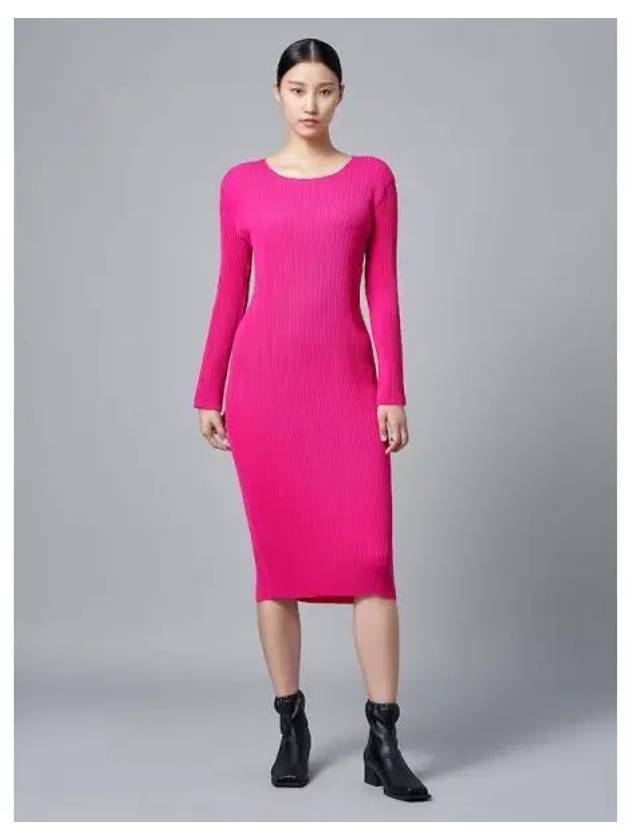 Hatching pleated dress one piece Day pink domestic product GM0024090241582 - ISSEY MIYAKE - BALAAN 1