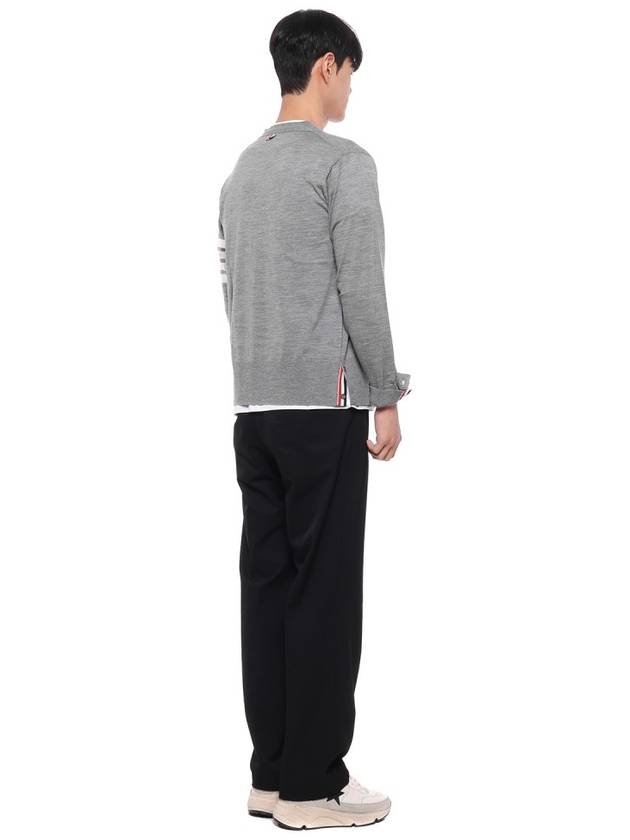 Men's Sustainable Classic Diagonal Wool Cardigan Pale Grey - THOM BROWNE - BALAAN 7