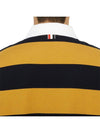 Embroidered Flower Rugby Stripe Short Sleeve PK Shirt Navy Yellow - THOM BROWNE - BALAAN 8