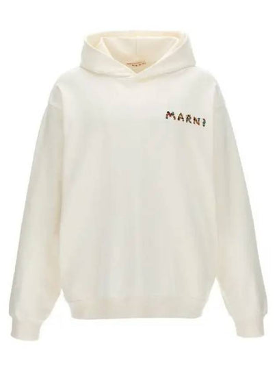 Logo Print Cotton Hoodie White - MARNI - BALAAN 2