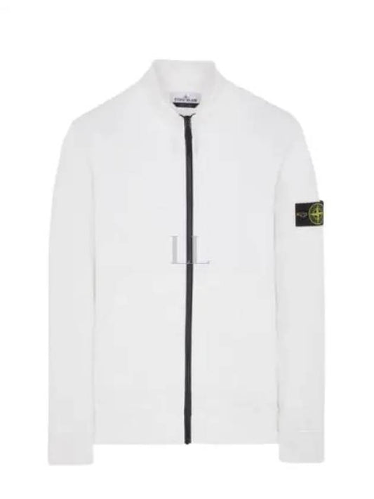 Wappen Patch Cotton Fleece Zip-up Jacket White - STONE ISLAND - BALAAN 2