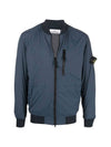 Wafan Patch Zipper Bomber Jacket Blue - STONE ISLAND - BALAAN.