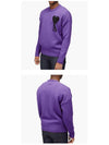 Big Heart Logo Wool Knit Top Purple Black - AMI - BALAAN 7