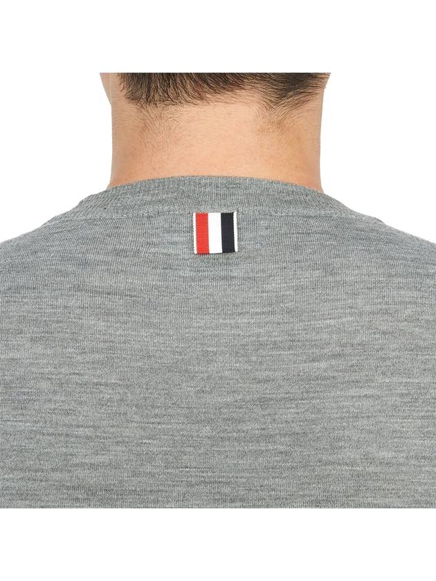 4 Bar Armband Classic Merino Wool Knit Top Light Grey - THOM BROWNE - BALAAN 7