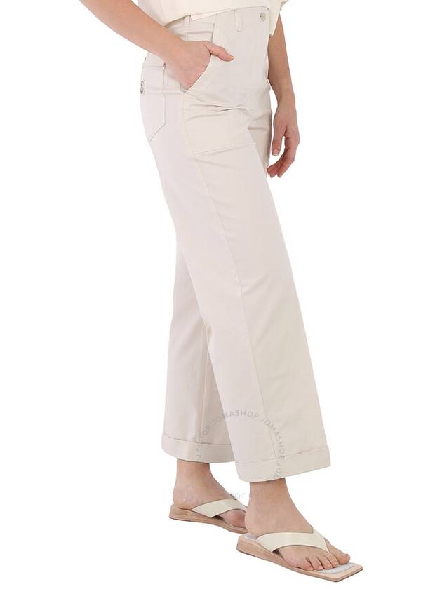 Women's Roll Cuff Crop Cotton Straight Pants Beige - MONCLER - BALAAN 3