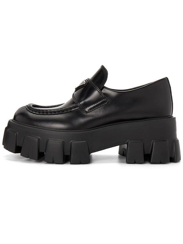 Monolith Brushed Leather Platform Loafers Black - PRADA - BALAAN 5