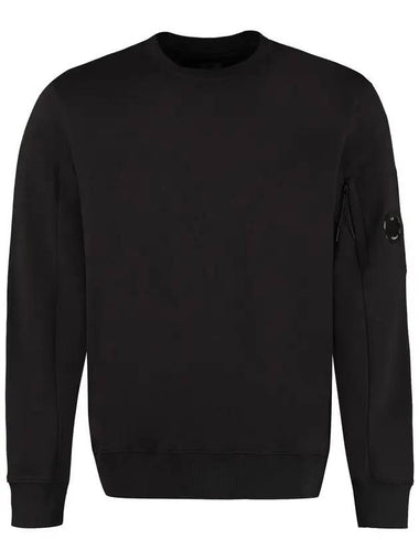 Diagonal Raised Fleece Lens Crew Cotton Sweatshirt Black - CP COMPANY - BALAAN 1