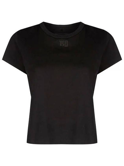 Logo Shrunken Cotton Jersey Short Sleeve T-Shirt Black - ALEXANDER WANG - BALAAN 2