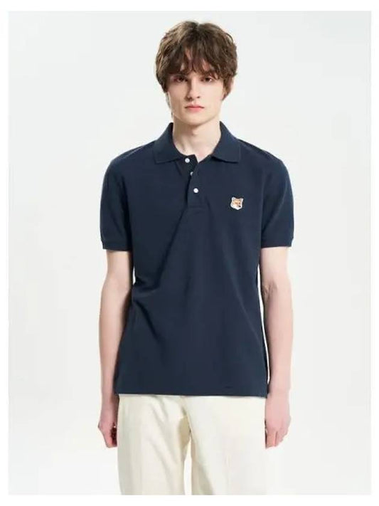 Men s Foxhead Patch Regular Polo T Shirt Ink Blue Domestic Product - MAISON KITSUNE - BALAAN 1