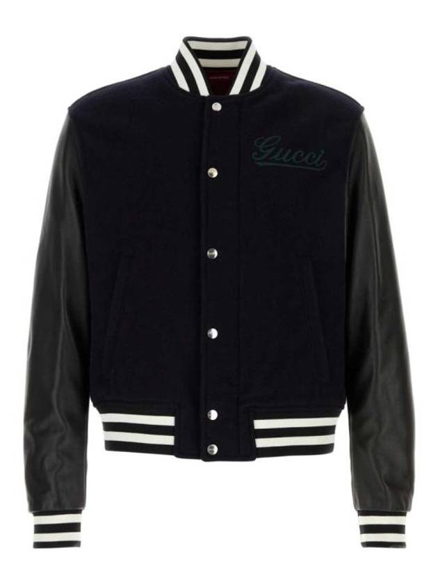 Varsity Wool Leather Jacket Navy - GUCCI - BALAAN 2