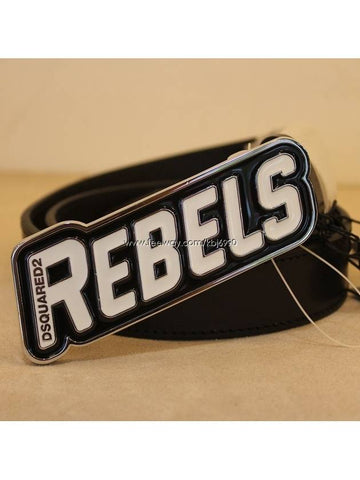 Men's REBELS logo leather belt W14 BE4039291 2124 - DSQUARED2 - BALAAN 1