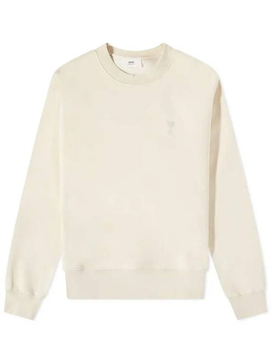 Tone On Tone Mini Logo Round Neck Sweatshirt Beige - AMI - BALAAN 2