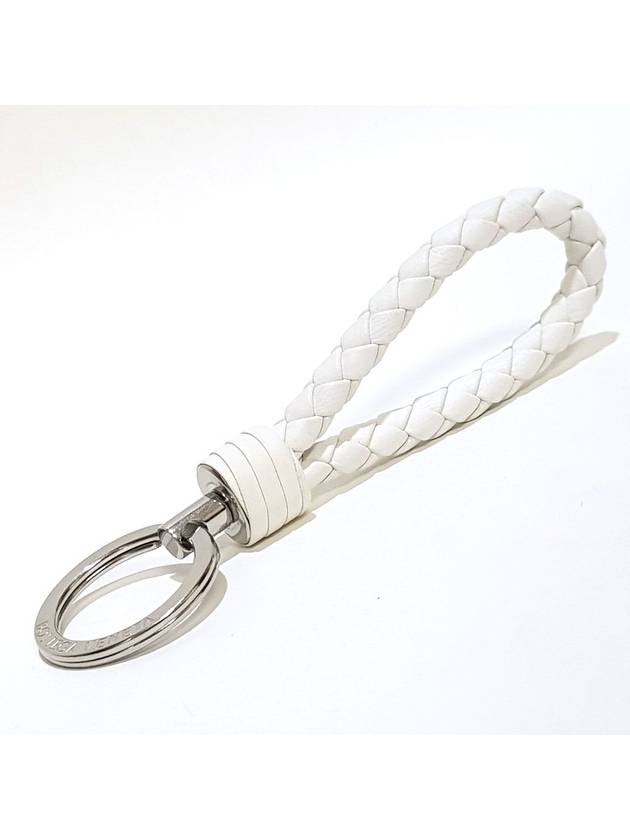 Intrecciato Leather Key Holder White - BOTTEGA VENETA - BALAAN 3