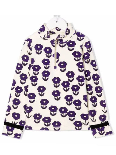 Kids Flower Pattern Half Zip Up White 2212014 611 - MINI RODINI - BALAAN 1