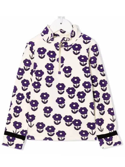 Kids Flower Pattern Half Zip Up White 2212014 611 - MINI RODINI - BALAAN 2