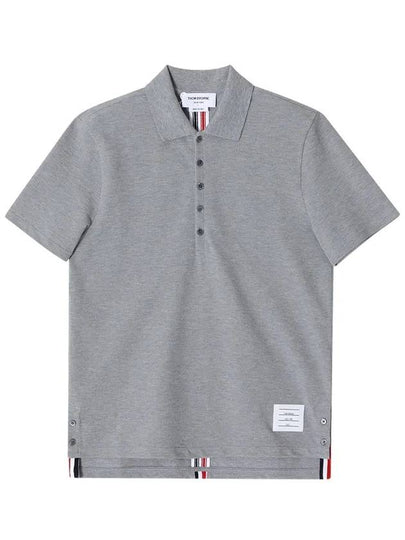 Men's Cotton Pique Center Bag Striped Short Sleeve Polo Shirt Grey - THOM BROWNE - BALAAN 2