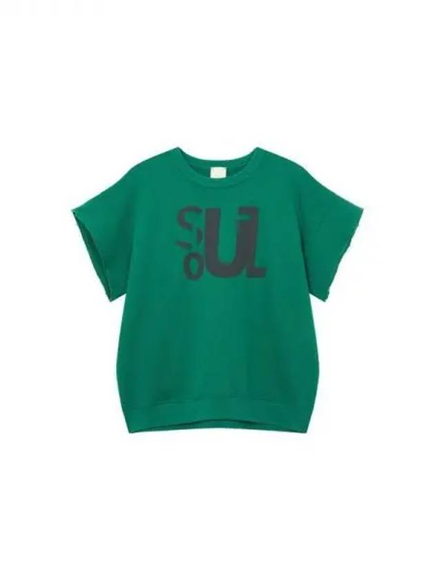 Women s Short Sleeve Lettering Sweatshirt Green 270407 - EMPORIO ARMANI - BALAAN 1