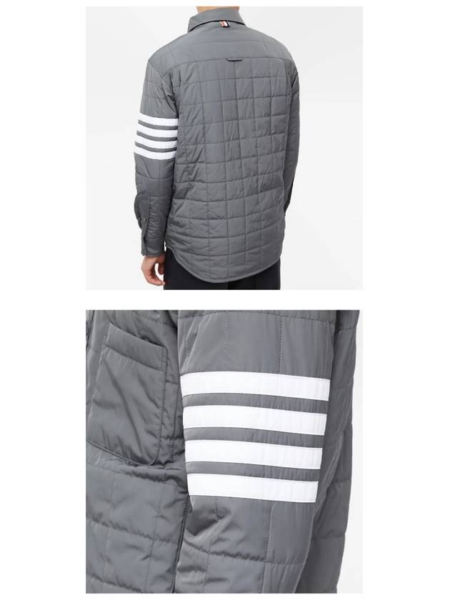 4 Bar Poly Twill Down Shirt Jacket Grey - THOM BROWNE - BALAAN 6